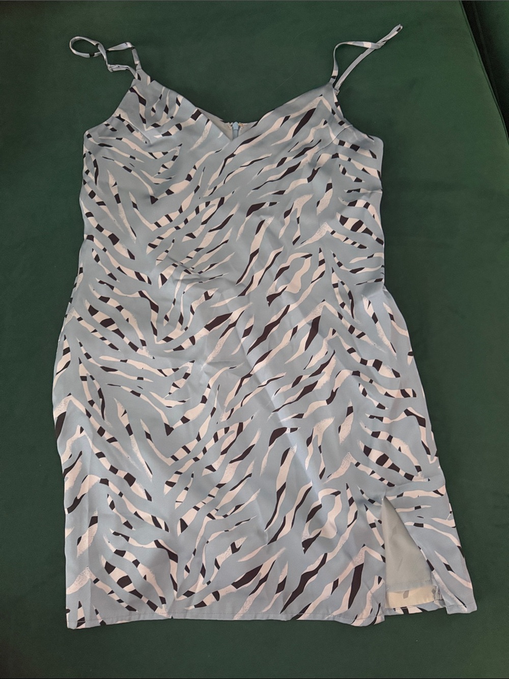 Storia Light Blue and White Zebra-Print Mini Slip Dress - Picture 1 of 2